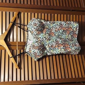 Floral print bustier cami top